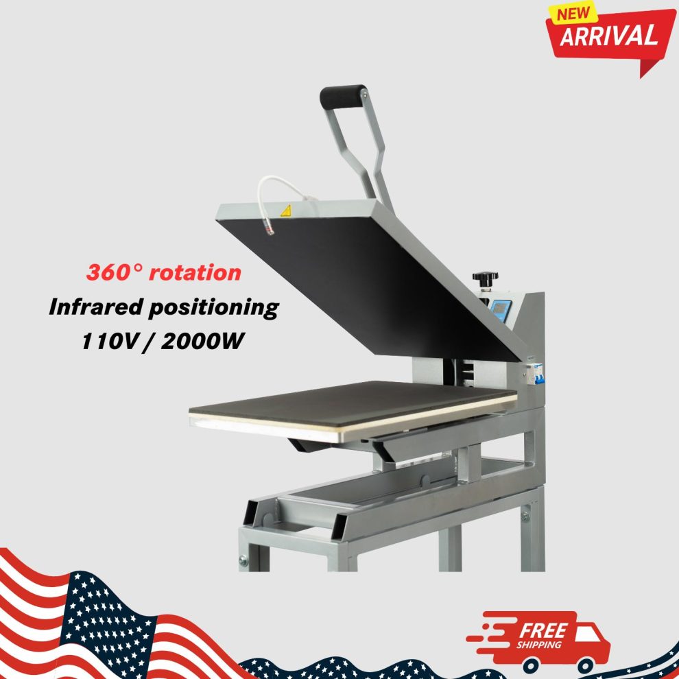 [16X24-Inch] Pneumatic Sliding Dual-Platen Hot Press Machine With Infrared Positioning And Air Compressor (SAK46729)