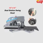 16x16 Pneumatic Swing Head Dual Station Heat Press with Irregular Plate Design for shoes, socks, and cuffs