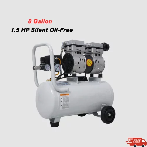 1.5HP, 8 Gallon Silent Oil-Free Air Compressor