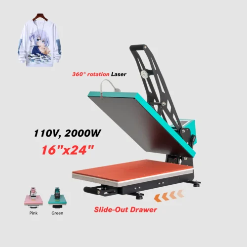 16"x24" Auto Open Heat Press with Slide Out Drawer